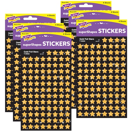 Trend Enterprises Gold Foil Stars superShapes Stickers, 400 Per Pack, PK6 T46602